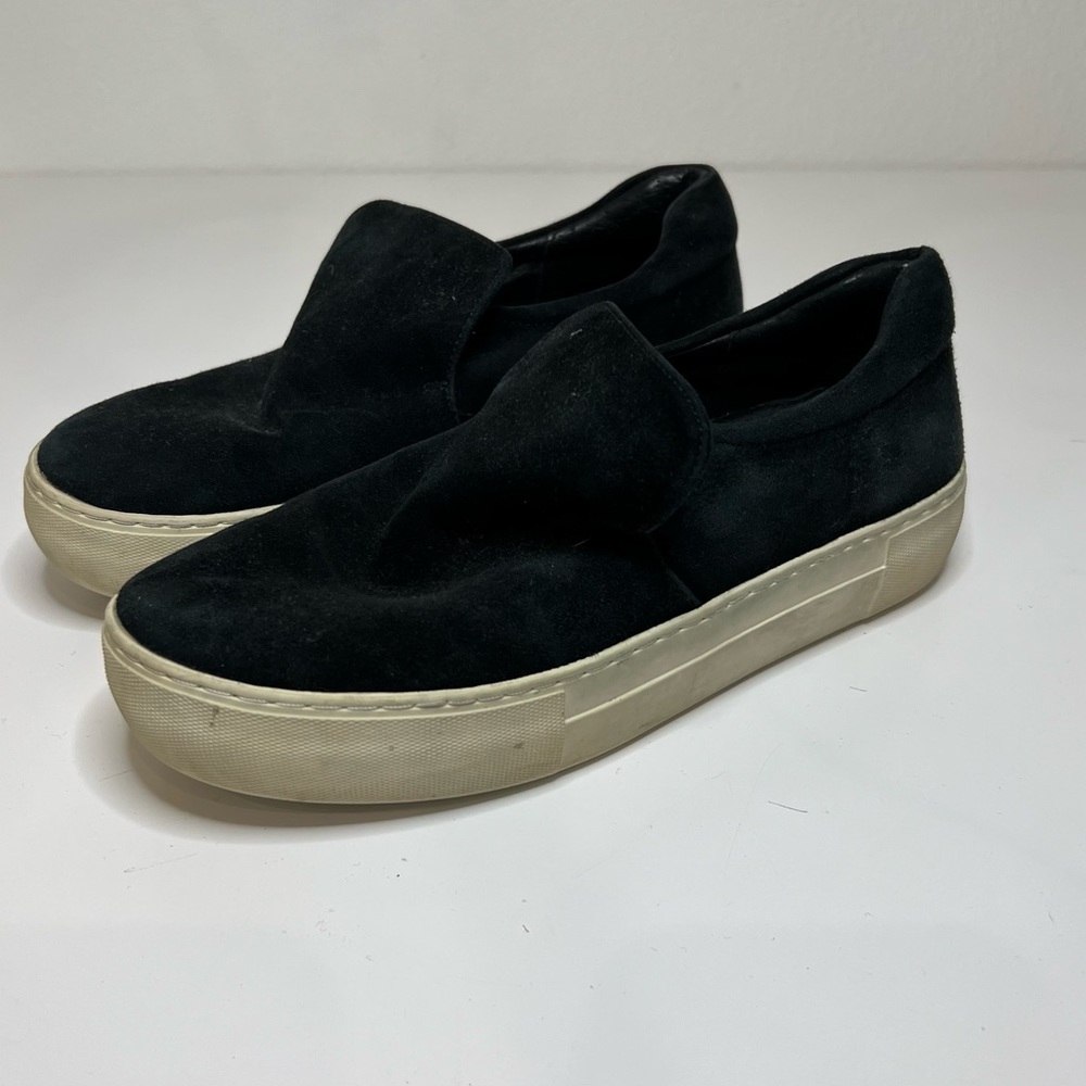 J Slides black suede platform slip on sneaker size 6.5